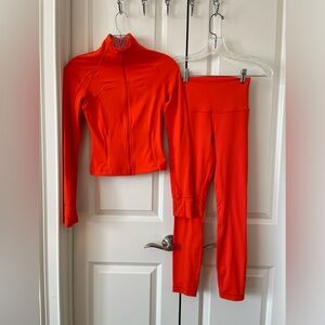 Lululemon Define Cropped Jacket & leggings 25“ inseam Set Athletic Orange Size 2